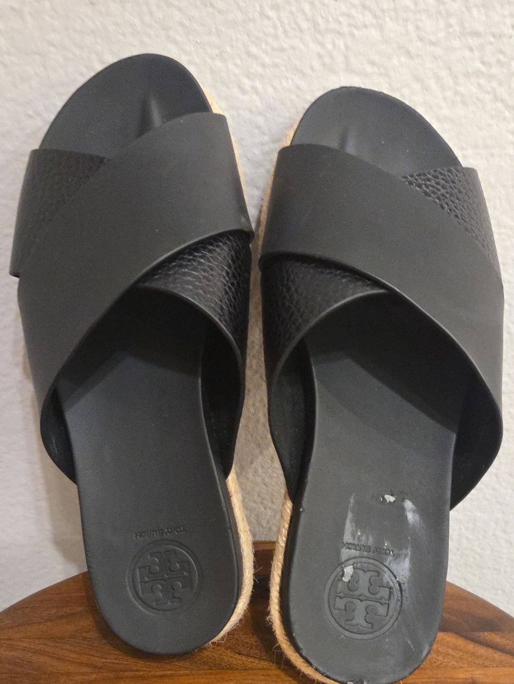 Tory Burch Black Cross-Strap Slide Sandals